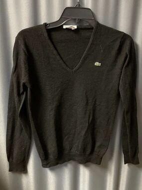Lacoste Black Sweater with Green & Red Crocodile Logo